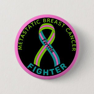 Metastatic Breast Cancer Fighter Ribbon Black 6 Cm Round Badge