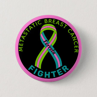 Metastatic Breast Cancer Fighter Ribbon Black 6 Cm Round Badge