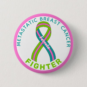 Metastatic Breast Cancer Fighter Ribbon White 6 Cm Round Badge