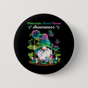 Metastatic Breast Cancer Gnome With Green Teal nk 6 Cm Round Badge