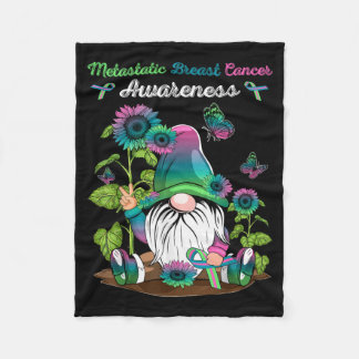 Metastatic Breast Cancer Gnome With Green Teal nk Fleece Blanket