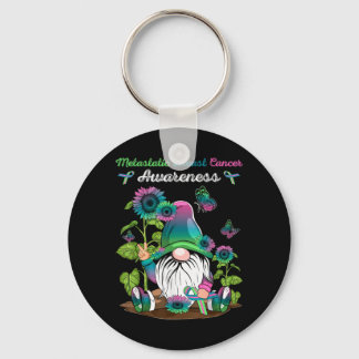 Metastatic Breast Cancer Gnome With Green Teal nk Key Ring