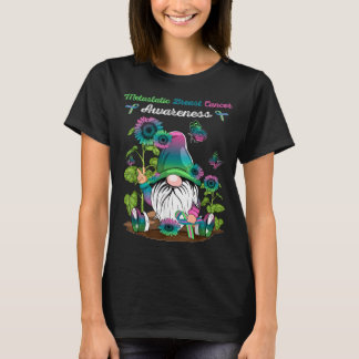 Metastatic Breast Cancer Gnome With Green Teal nk T-Shirt