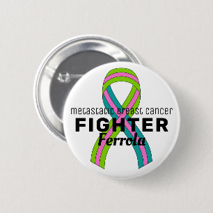 Metastatic Breast Cancer Ribbon White Button