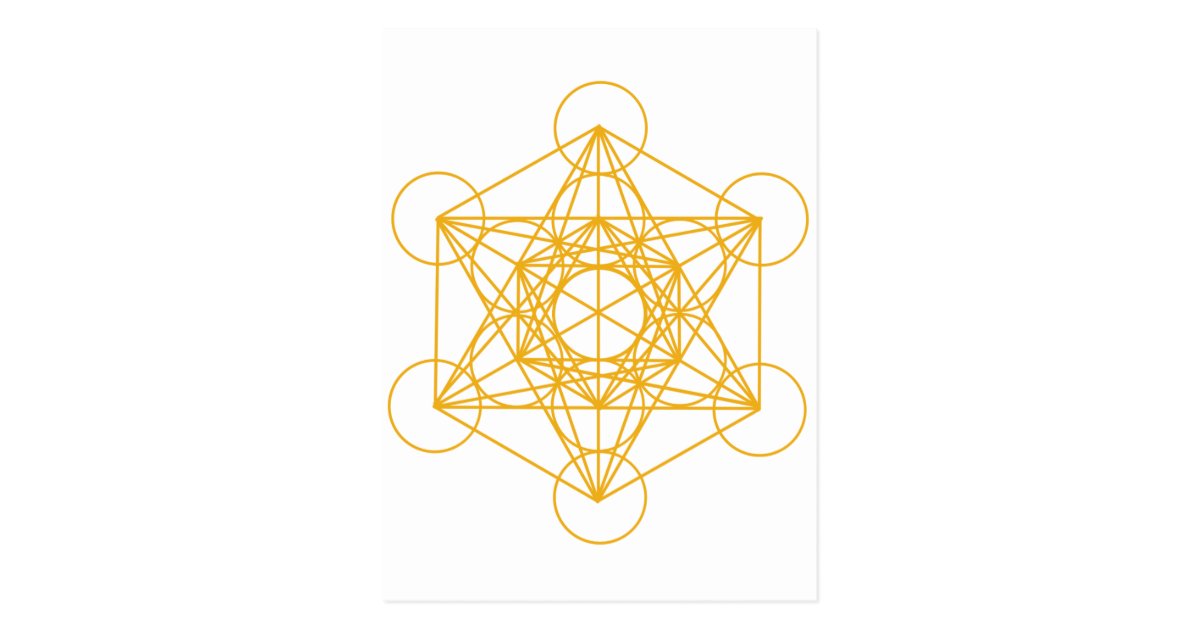 Metatron Cube Gold Postcard Zazzle.co.uk