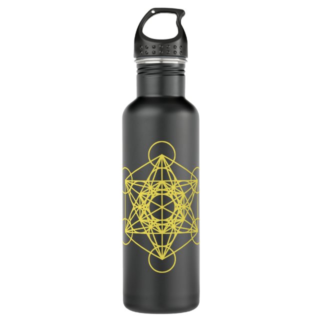 Metatron Cube Sacred Geometry 710 Ml Water Bottle (Front)