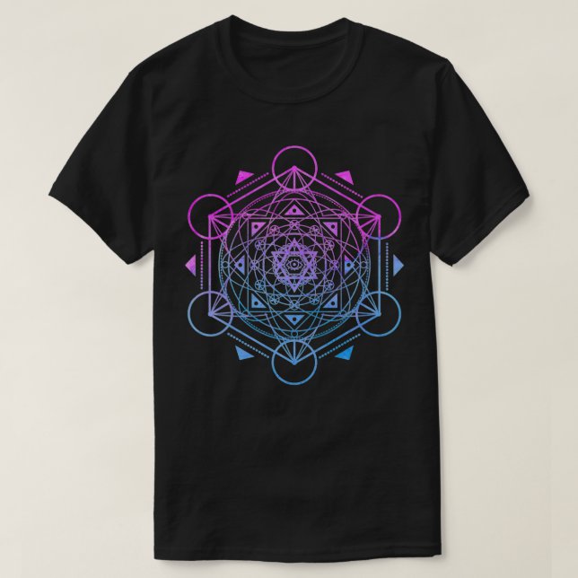 Metatron Cube Sacred Geometry Spiritual Yoga  T-Shirt (Design Front)