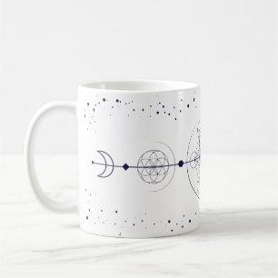 Metatron moon and stars sacred geometry blue coffee mug