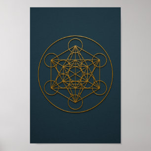 Metatron’s Cube Blue & Bronze Poster