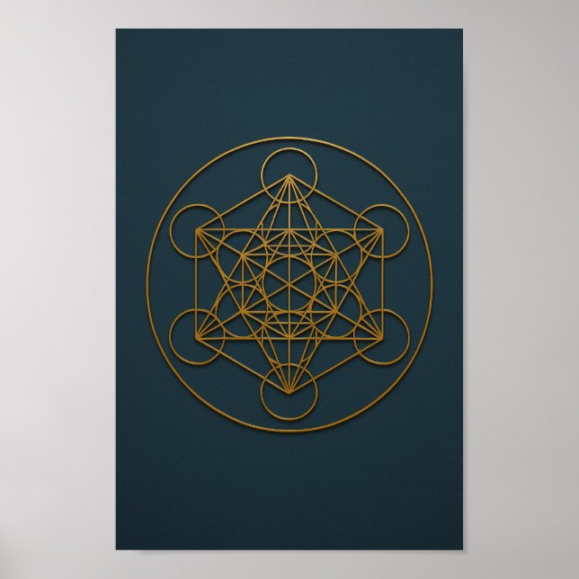 Metatron’s Cube Blue & Bronze Poster (Front)