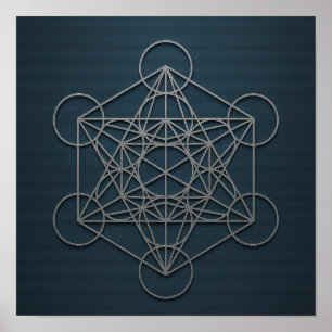 Metatron’s Cube Navy Silver Poster