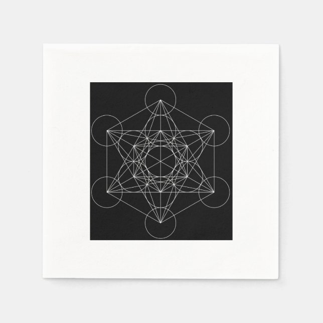 Metatron's Cube Black & White Napkin (Front)