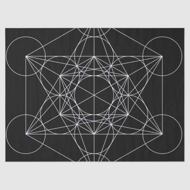 Metatron's Cube Black & White Tissue Paper (Front)
