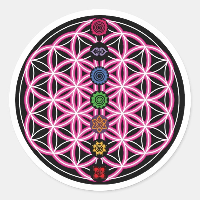 Metatrons Cube, Chakras, Cosmic Energy Centres  Classic Round Sticker (Front)