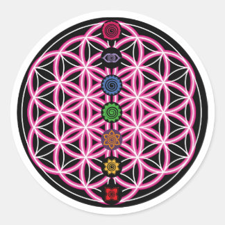 Metatrons Cube, Chakras, Cosmic Energy Centres Classic Round Sticker