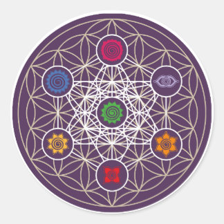 Metatrons Cube, Chakras, Cosmic Energy Centres Classic Round Sticker