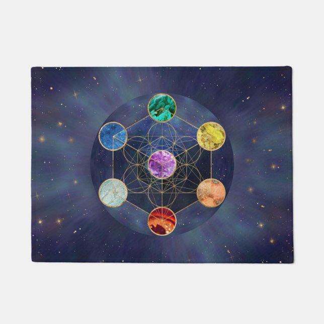 Metatron's Cube Chakras Sacred Geometry Doormat (Front)