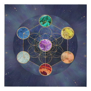 Metatron's Cube Chakras Sacred Geometry Faux Canvas Print