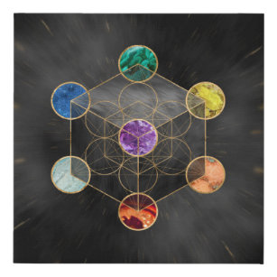 Metatron's Cube Chakras Sacred Geometry Faux Canvas Print