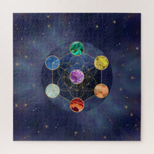 Metatron's Cube Chakras Sacred Geometry Jigsaw Puzzle