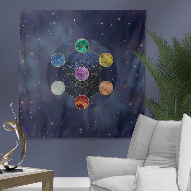 Metatron's Cube Chakras Sacred Geometry Tapestry (Creator Uploaded)