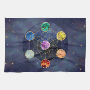 Metatron's Cube Chakras Sacred Geometry Tea Towel