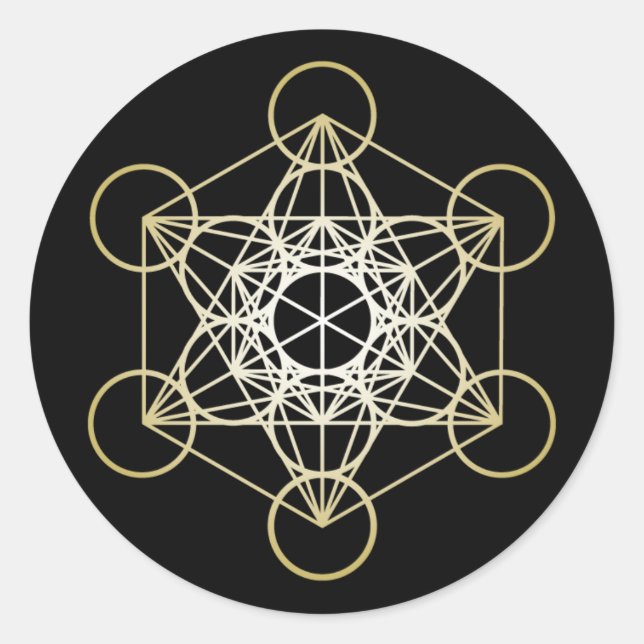 Metatron's Cube - Gold Version Classic Round Sticker (Front)