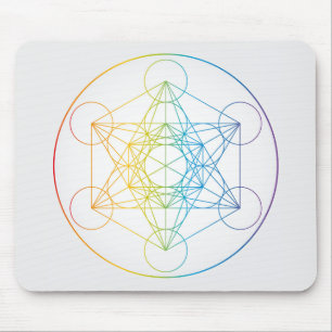 Metatron's Cube Illustration Rainbow Colors Mouse Mat