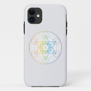 Metatron's Cube Illustration Rainbow Colors Sacred iPhone 11 Case