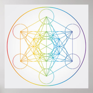 Metatron's Cube Illustration Rainbow Colours Poster