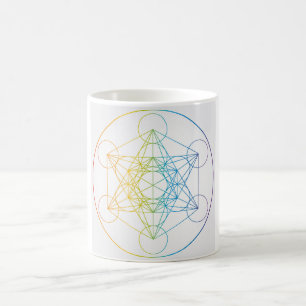 Metatron's Cube Illustration Rainbow Colours Sacre Coffee Mug