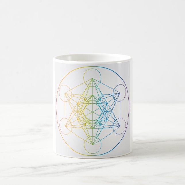 Metatron's Cube Illustration Rainbow Colours Sacre Coffee Mug (Center)