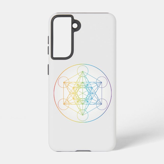 Metatron's Cube Illustration Rainbow Colours Sacre Samsung Galaxy S21 Case (Back)