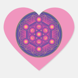 Metatron's Cube in Flower of life Heart Sticker