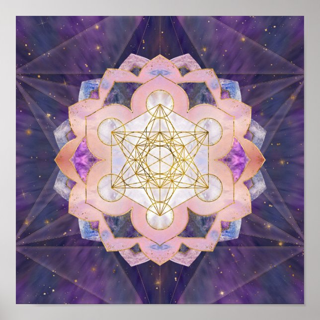 Metatron's Cube in Gemstone lotus Poster (Front)