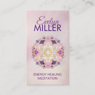 Metatron's Cube in Gemstone lotus Sacred Geometry Business Card