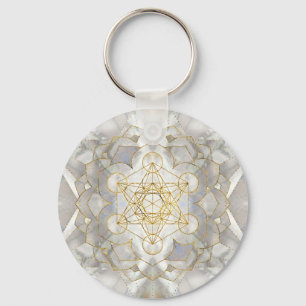 Metatron's Cube in lotus Sacred Geometry Key Ring