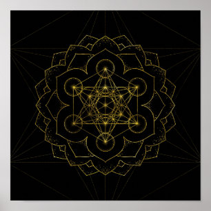 Metatron's Cube in lotus Sacred Geometry Poster
