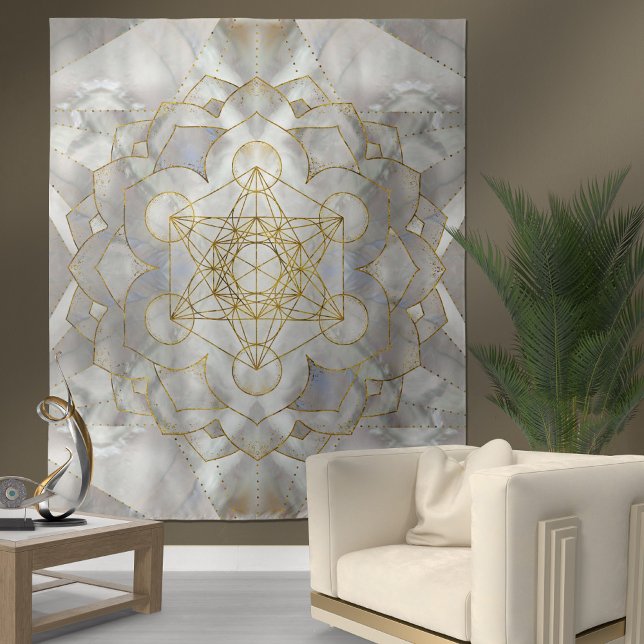 Metatron's Cube in lotus Sacred Geometry  Tapestry (Creator Uploaded)