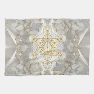 Metatron's Cube in lotus Sacred Geometry Tea Towel