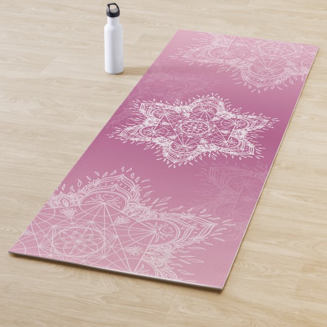 Metatrons cube Mandala rose Yoga Mat (In Situ)