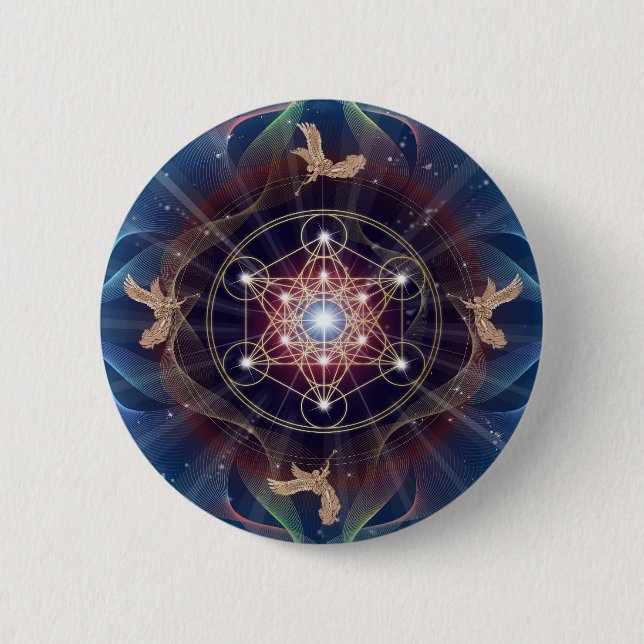 Metatron's Cube - Merkabah 6 Cm Round Badge (Front)
