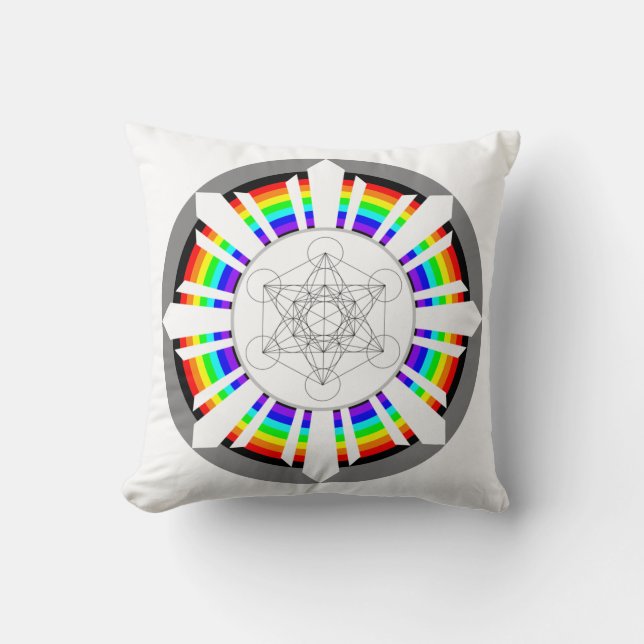 Metatron's Cube Rainbow Prism Cushion (Front)