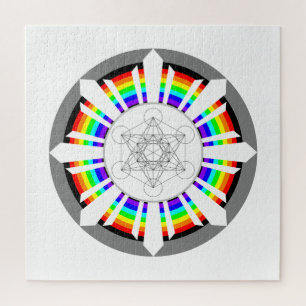 Metatron's Cube Rainbow Prism Jigsaw Puzzle