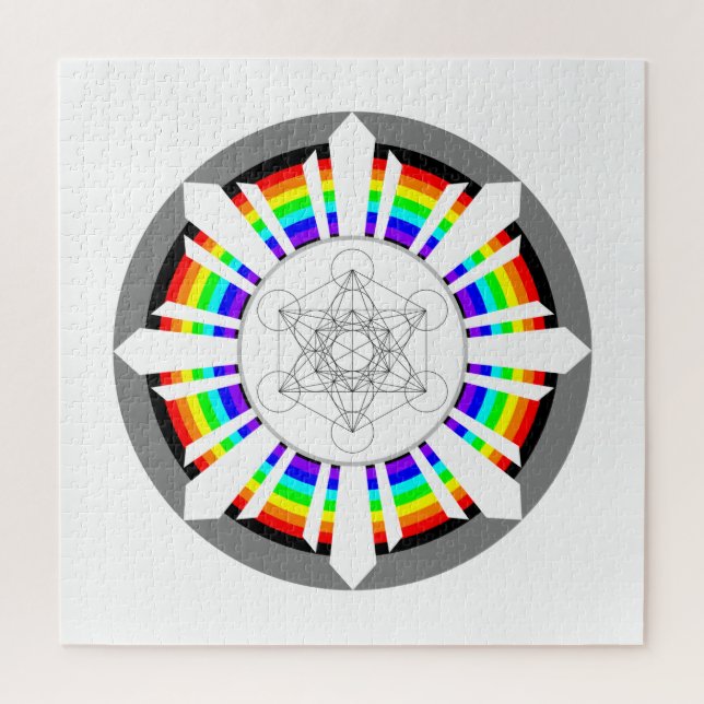 Metatron's Cube Rainbow Prism Jigsaw Puzzle (Vertical)