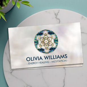 Metatron's Cube Sacred Geometry - Abalone Shell Business Card
