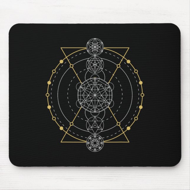 Metatron's Cube Sacred Geometry Fruit Of Life Spir Mouse Mat (Front)