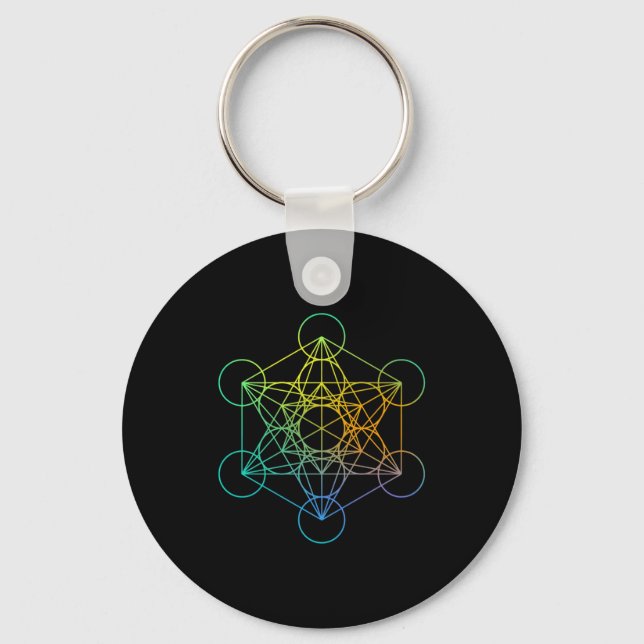 Metatrons Cube Sacred Geometry Funny Family Retro  Key Ring (Front)