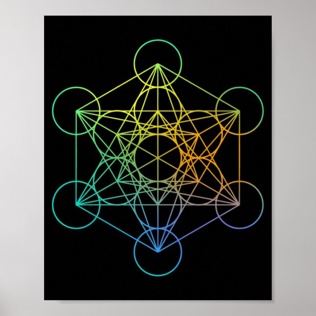 Metatrons Cube Sacred Geometry Funny Family Retro  Poster (Front)