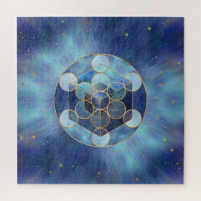 Metatron's Cube Sacred Geometry Jigsaw Puzzle (Vertical)